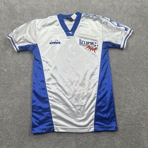 VTG Diadora Youth Greece Eclipse Soccer Jersey Size Large Blue White